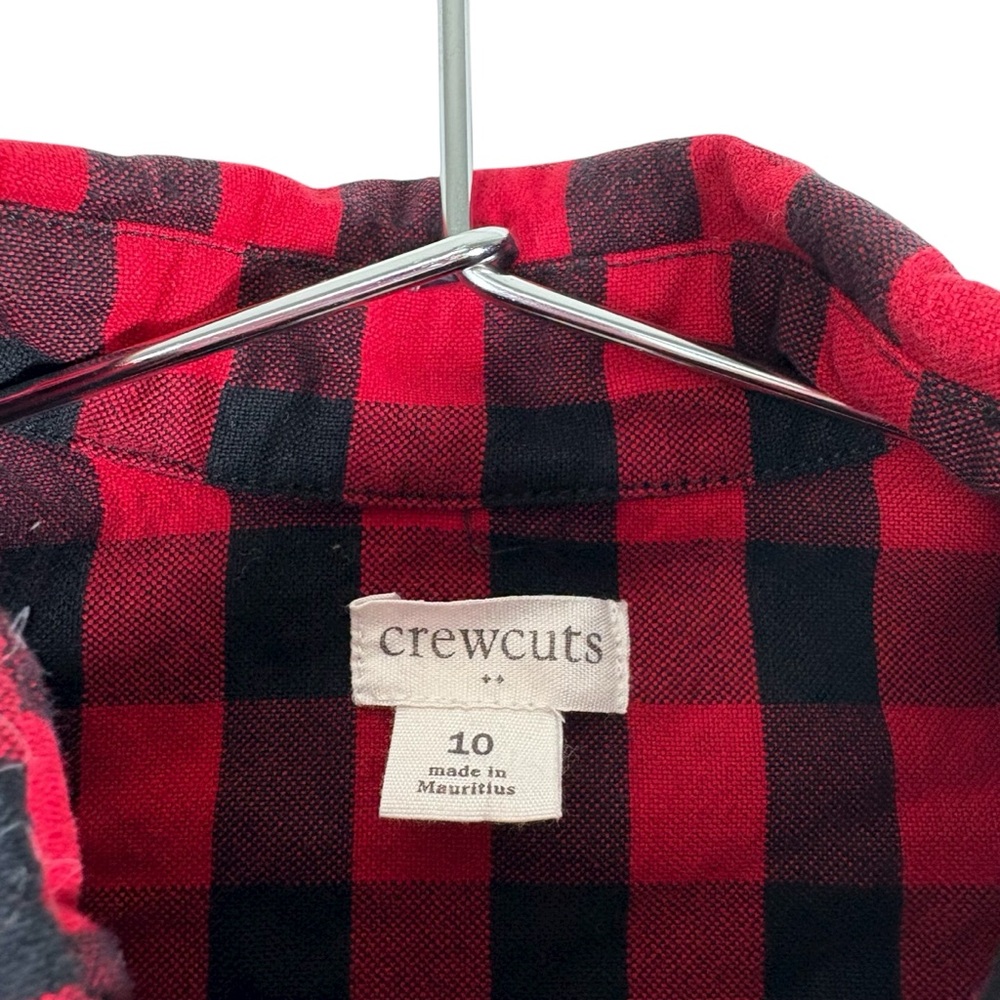Crewcuts Kids 10 Long Sleeve Button Down Classic Red Black Checkered Shirt Youth - Picture 3 of 6